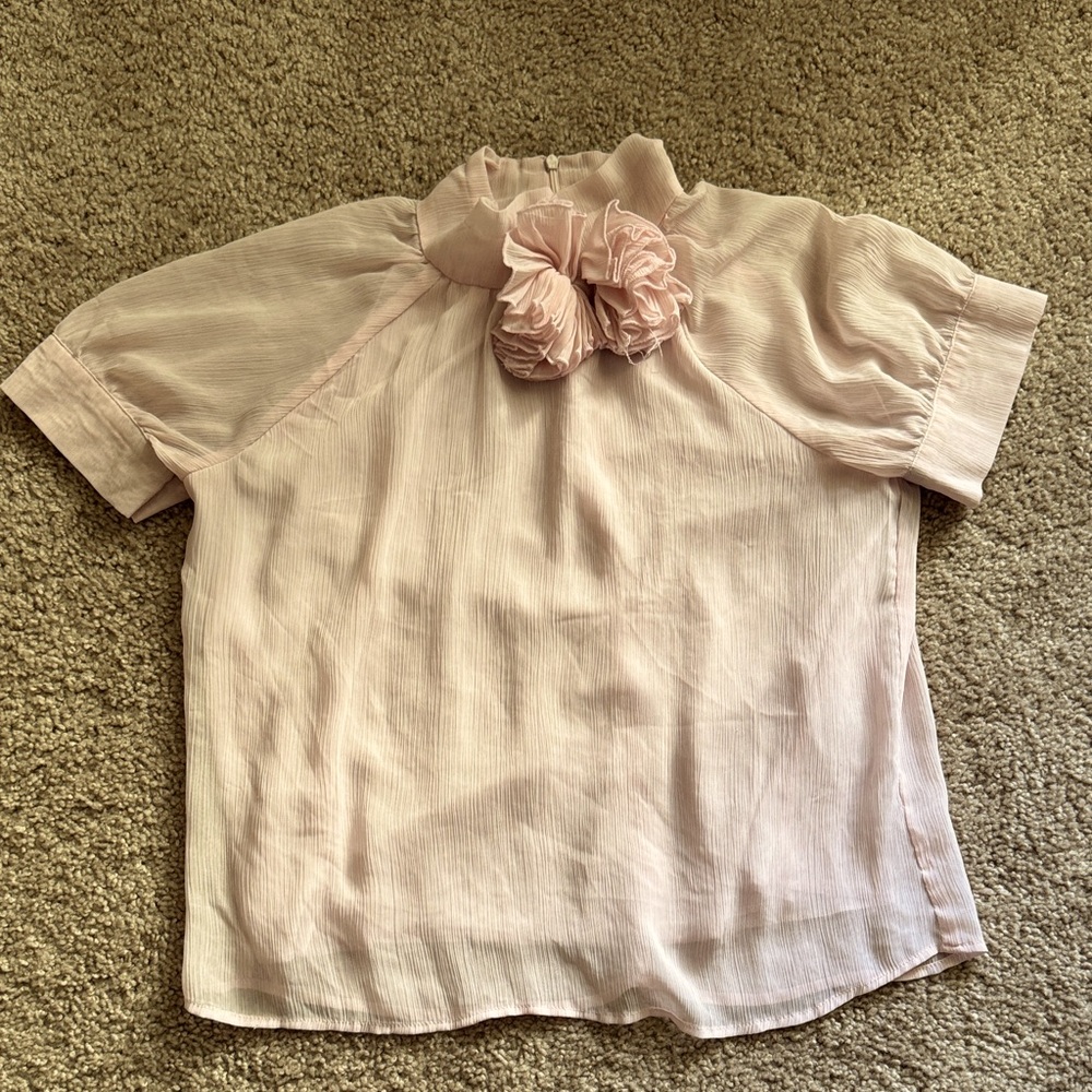 Pink Top with Floral Detail